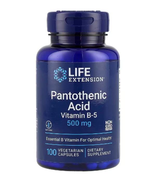 Life Extension, Pantothenic Acid, Vitamin B-5, 500 mg, 100 Vegetarian Capsules