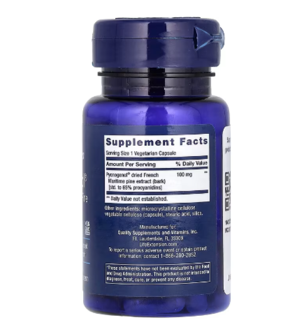 Life Extension, Pycnogenol, French Maritime Pine Bark Extract, 100 mg, 60 Vegetarian Capsules