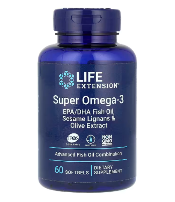 Life Extension, Super Omega-3, EPA/DHA Fish Oil, Sesame Lignans & Olive Extract, 60 Softgels
