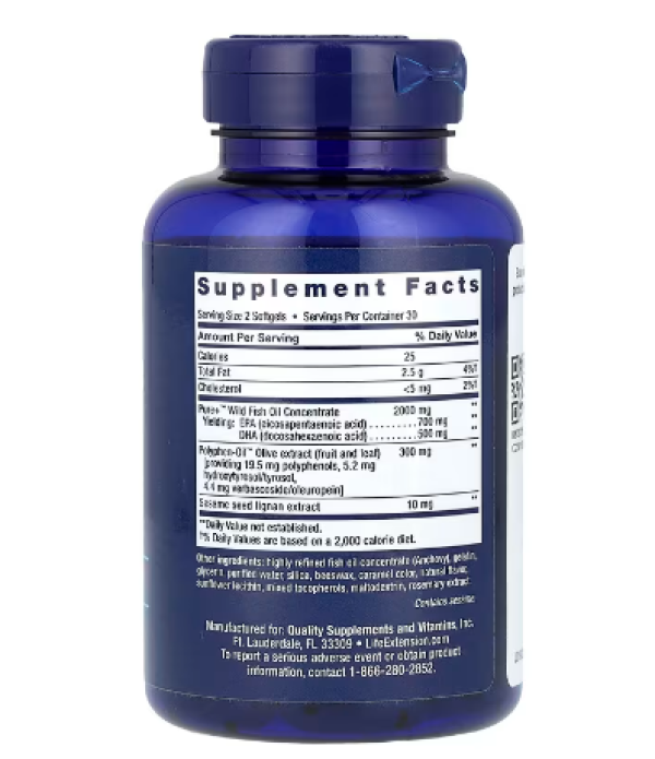 Life Extension, Super Omega-3, EPA/DHA Fish Oil, Sesame Lignans & Olive Extract, 60 Softgels