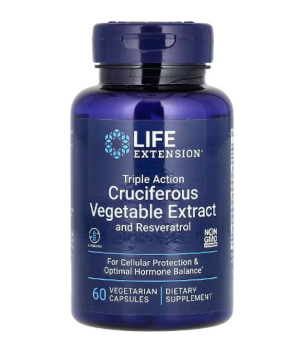 Life Extension, Triple Action Cruciferous Vegetable Extract with Resveratrol, 60 Vegetarian Capsules