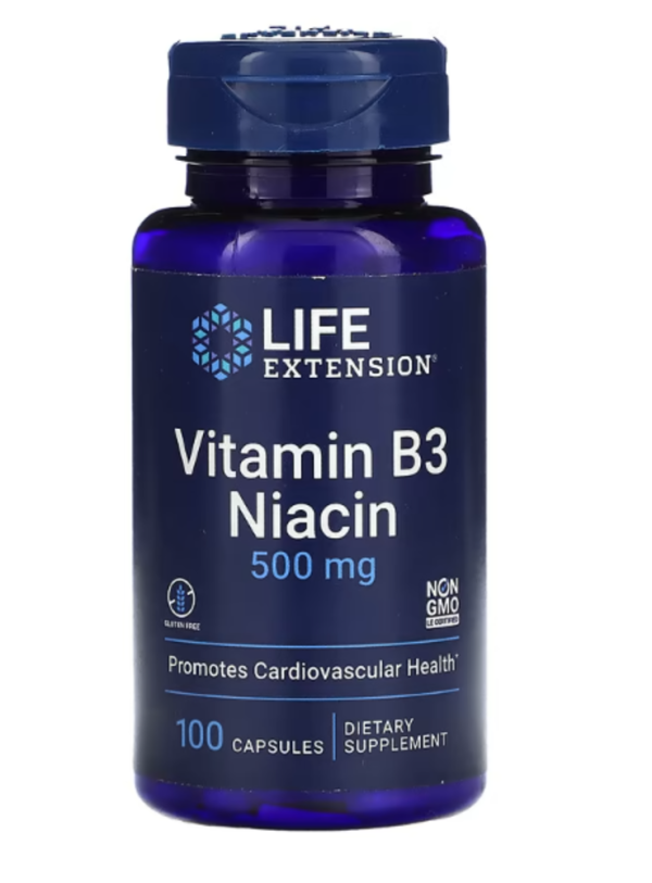 Life Extension, Vitamin B3 Niacin, 500 mg, 100 Capsules