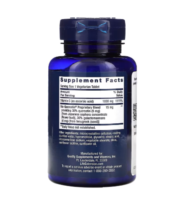 Life Extension, Vitamin C and Bio-Quercetin, 60 Vegetarian Tablets