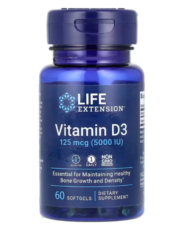 Life Extension, Vitamin D3, 125 mcg (5,000 IU), 60 Softgels