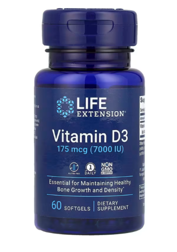 Life Extension, Vitamin D3, 175 mcg (7,000 IU), 60 Softgels