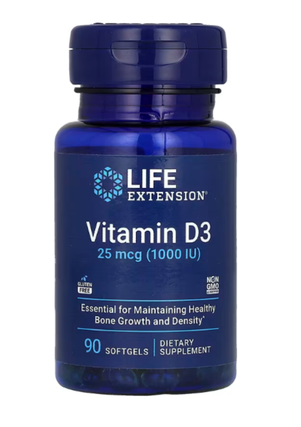 Life Extension, Vitamin D3, 25 mcg (1,000 IU), 90 Softgels