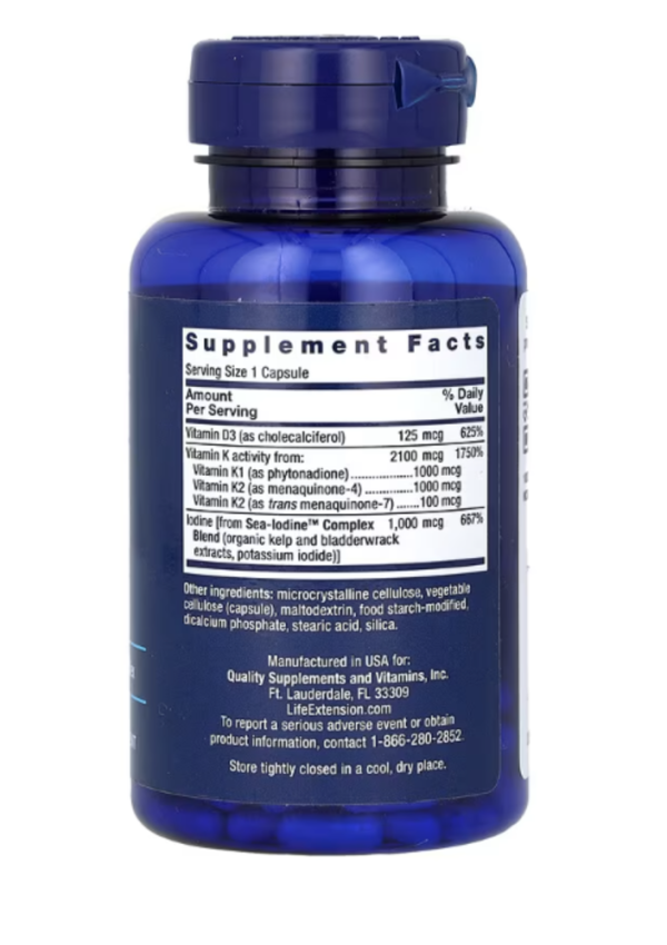 Life Extension, Vitamins D and K with Sea-Iodine, 60 Capsules