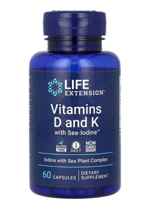 Life Extension, Vitamins D and K with Sea-Iodine, 60 Capsules
