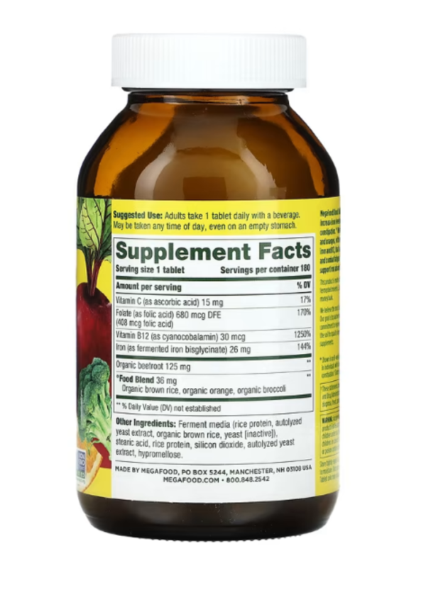 MegaFood, Blood Builder, Iron, 180 Tablets
