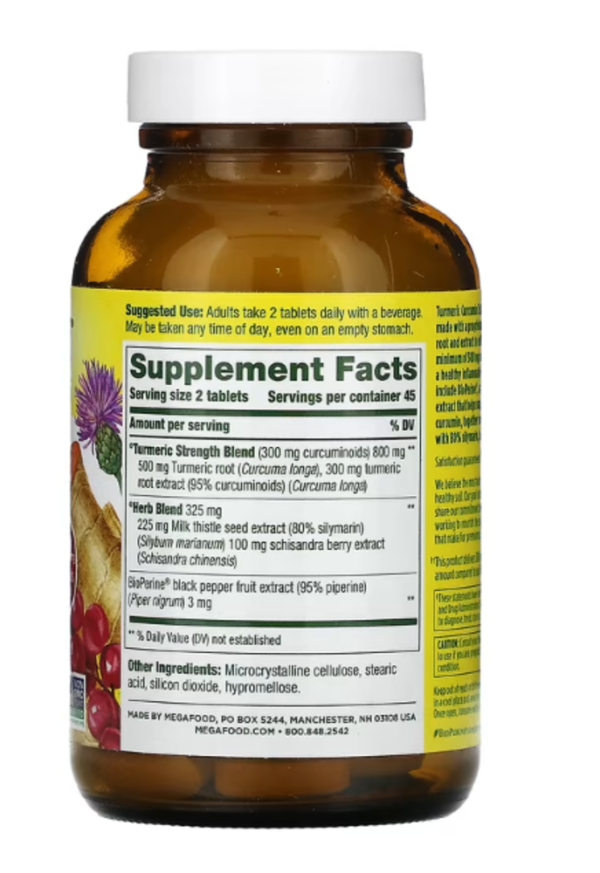 MegaFood, Turmeric Curcumin, Extra Strength, Liver, 300 mg, 90 Tablets (150 mg per Tablet)