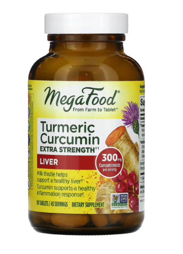 MegaFood, Turmeric Curcumin, Extra Strength, Liver, 300 mg, 90 Tablets (150 mg per Tablet)