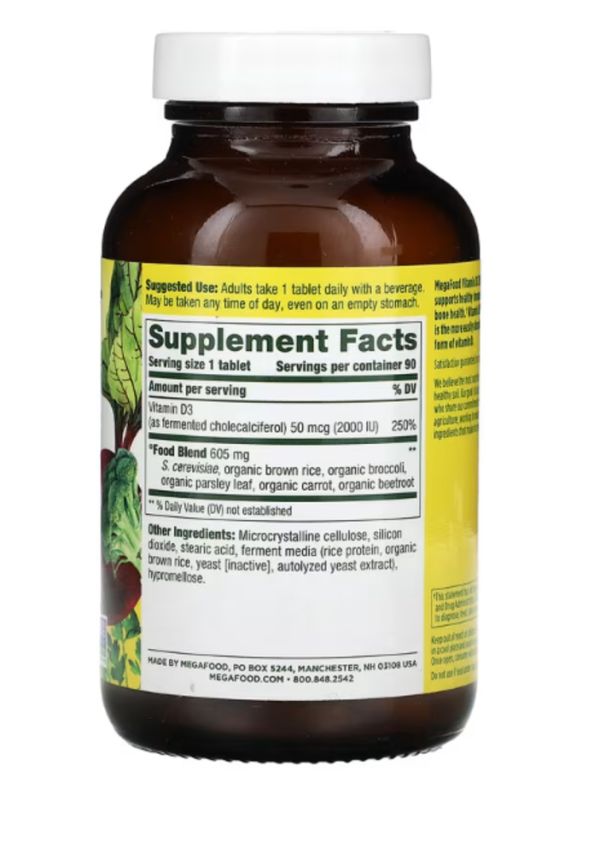 MegaFood, Vitamin D3, 2,000 IU (50 mcg), 90 Tablets