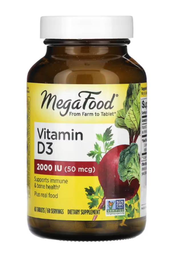 MegaFood, Vitamin D3, 50 mcg (2,000 IU), 60 Tablets