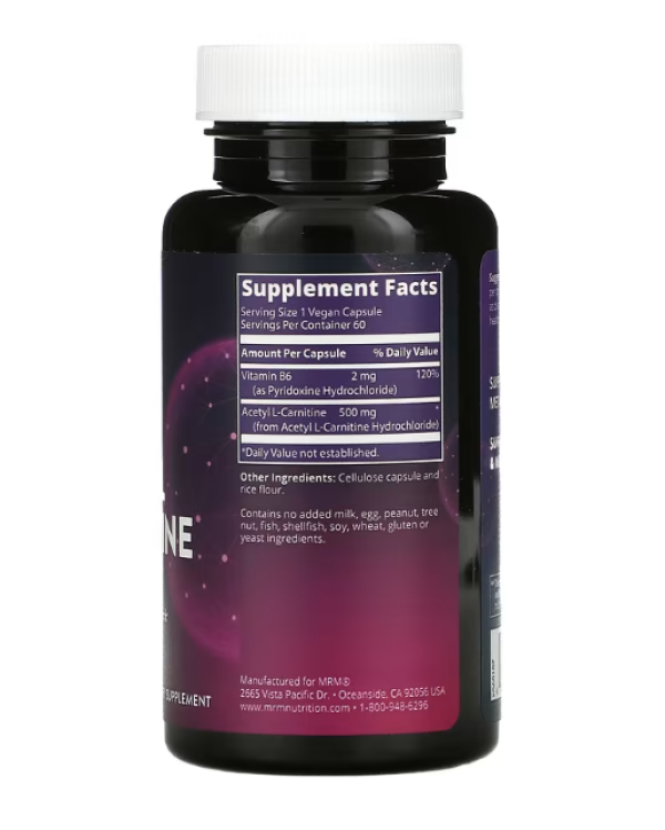 MRM, Acetyl L-Carnitine, 500 mg, 60 Vegan Capsules