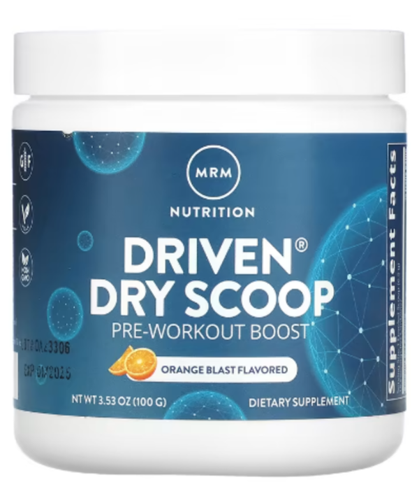 MRM Nutrition, Driven Dry Scoop, Pre-Workout Boost, Orange Blast, 3.53 oz (100 g)
