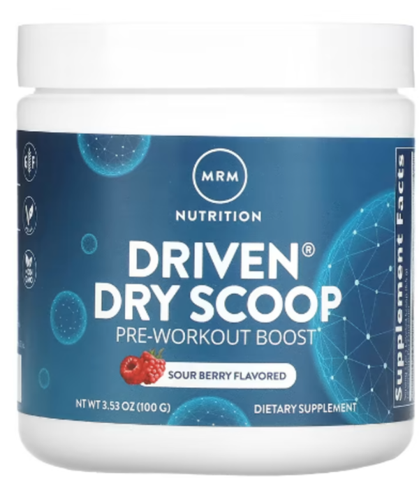 MRM Nutrition, Driven Dry Scoop, Pre-Workout Boost, Sour Berry, 3.53 oz (100 g)