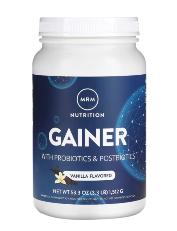 MRM Nutrition, Gainer with Probiotics & Postbiotics, Vanilla, 3.3 lb (1,512 g)