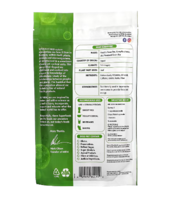 MRM Nutrition, Matcha Green Tea Powder, 6 oz (170 g)