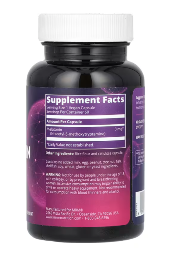MRM Nutrition, Melatonin, 3 mg, 60 Vegan Capsules