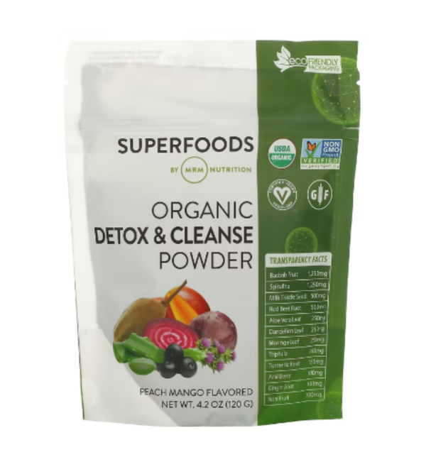 MRM Nutrition, Organic Detox & Cleanse Powder, Peach Mango, 4.2 oz (120 g)