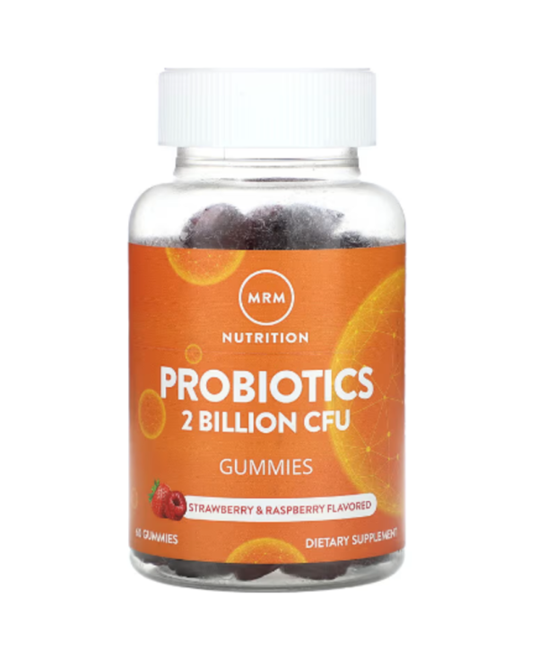 MRM Nutrition, Probiotics Gummies, Strawberry & Raspberry, 2 Billion, 60 Gummies (1 Billion CFU per Gummy)