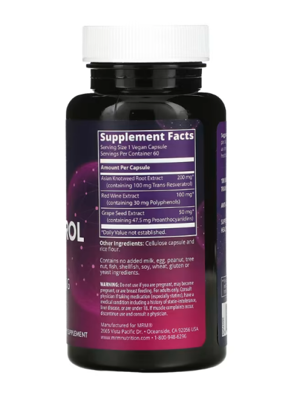 MRM Nutrition, Resveratrol, 60 Vegan Capsules