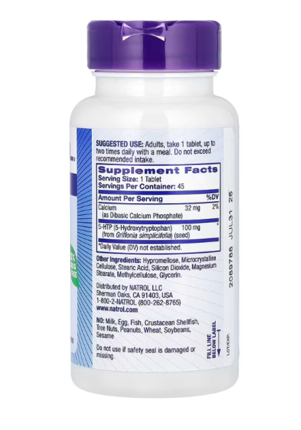 Natrol, 5-HTP, Time Release, Extra Strength, 100 mg, 45 Tablets