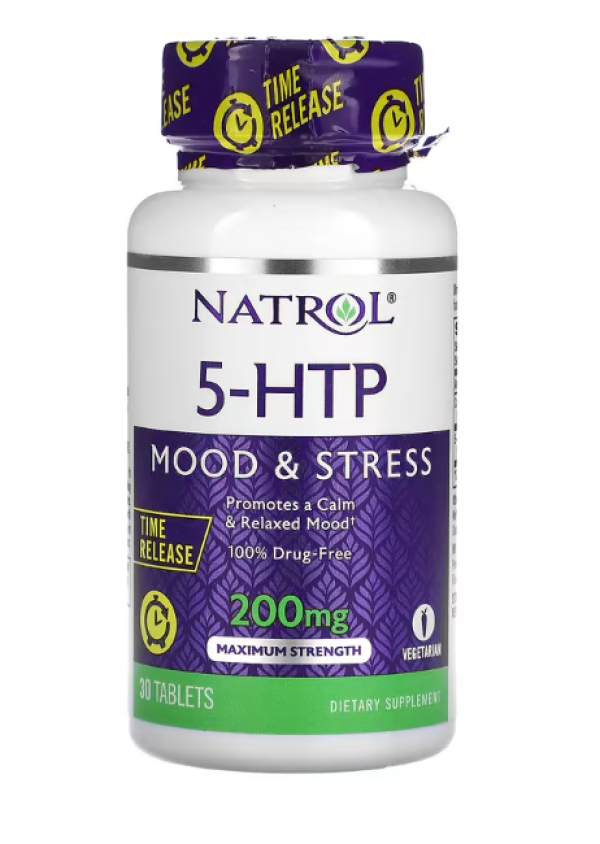 Natrol, 5-HTP, Time Release, Maximum Strength, 200 mg, 30 Tablets