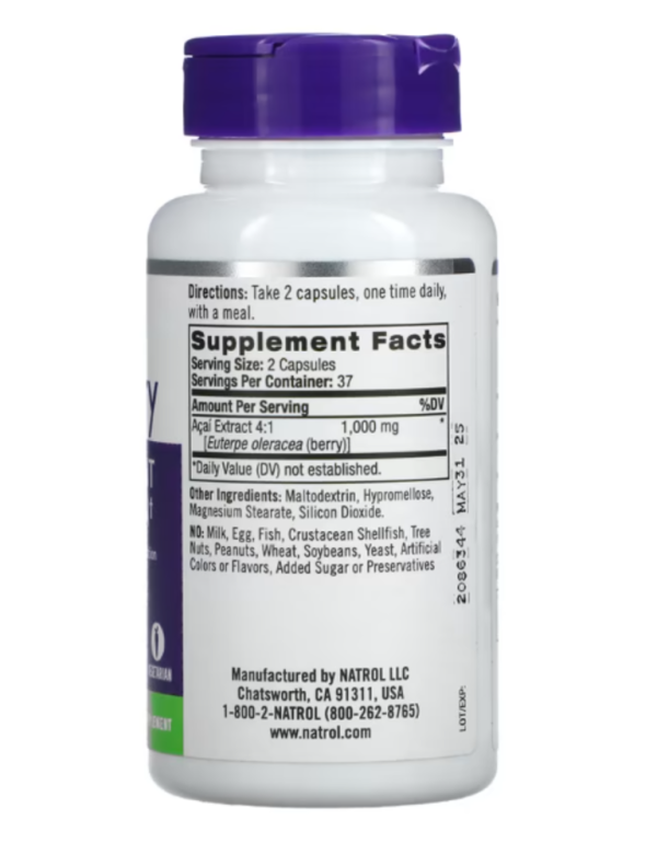 Natrol, Acai Berry, 1,000 mg, 75 Veggie Caps (500 mg per Capsule)
