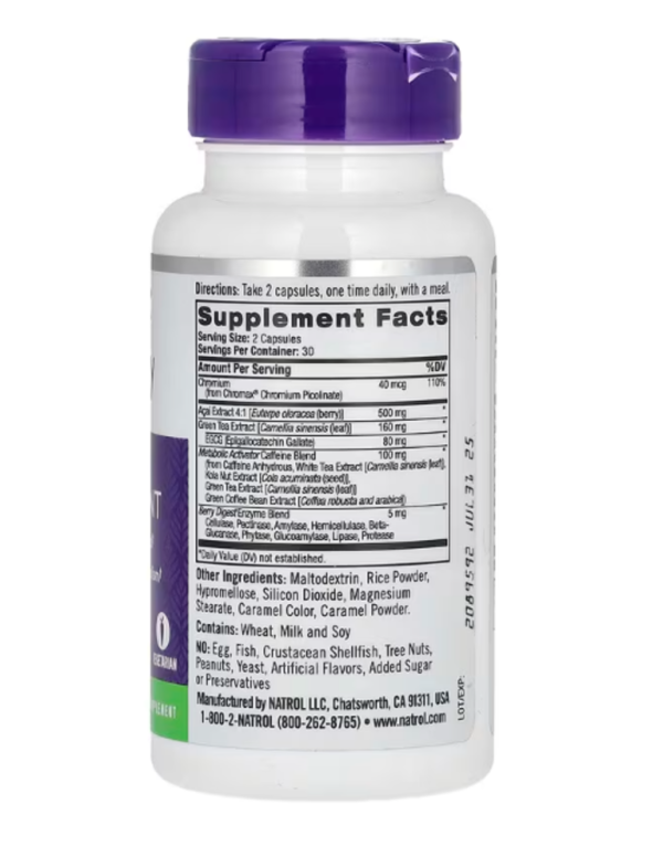 Natrol, Acai Berry Diet, Weight Management, 60 Veggie Capsules