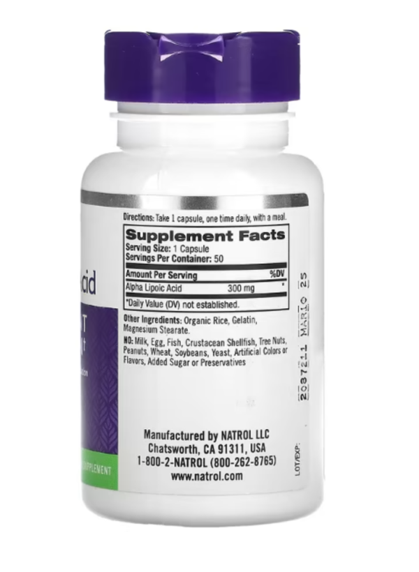 Natrol, Alpha Lipoic Acid, 300 mg, 50 Capsules