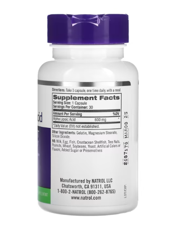 Natrol, Alpha Lipoic Acid, 600 mg, 30 Capsules