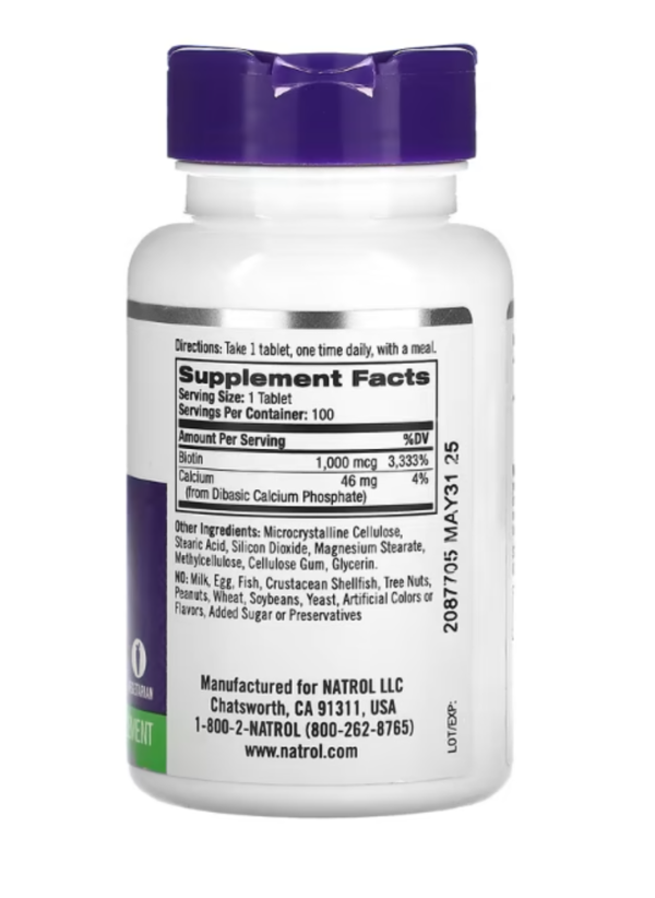 Natrol, Biotin, 1,000 mcg, 100 Tablets