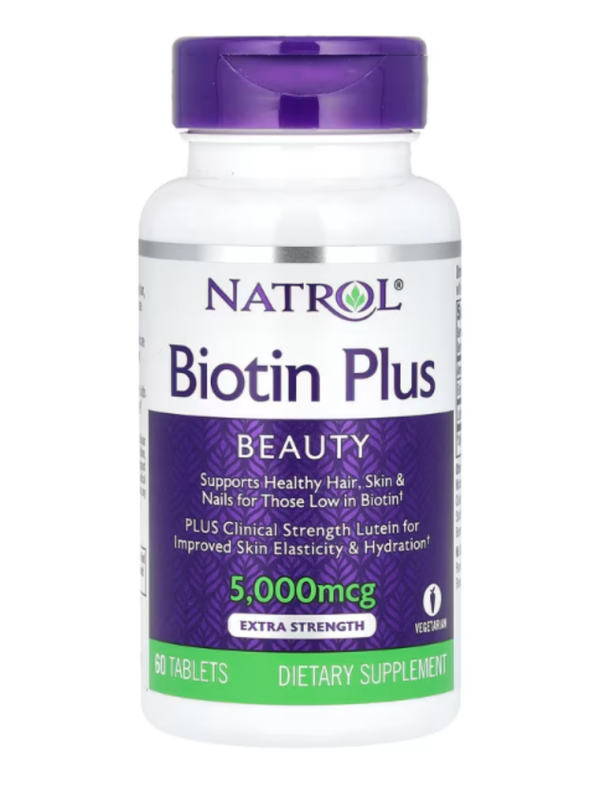 Natrol, Biotin Plus, Extra Strength, 5,000 mcg, 60 Tablets