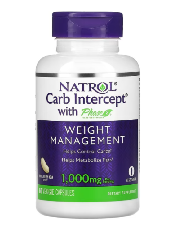 Natrol, Carb Intercept with Phase 2 Carb Controller, 1,000 mg, 60 Veggie Capsules (500 mg per Capsule)