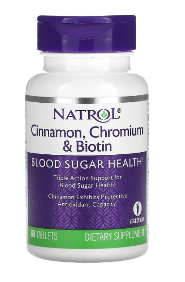 Natrol, Cinnamon, Chromium & Biotin, 60 Tablets