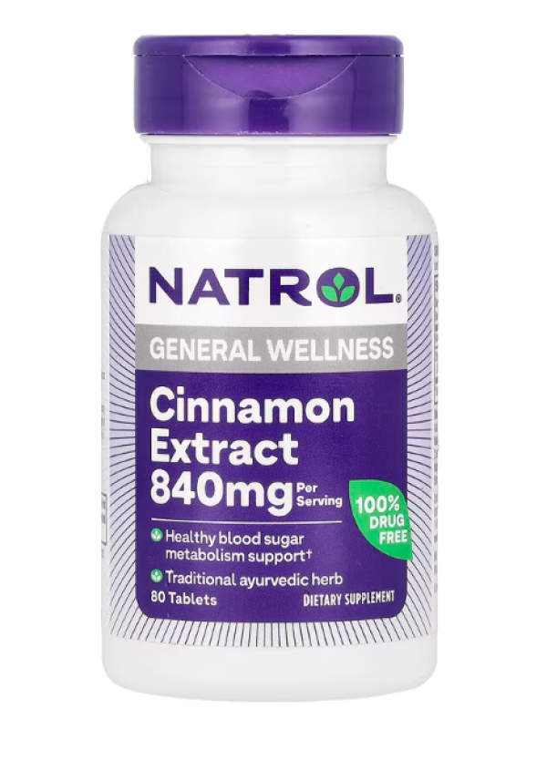 Natrol, Cinnamon Extract, 1,000 mg, 80 Tablets (500 mg per Tablet)