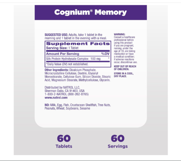 Natrol, Cognium Memory, 60 Tablets