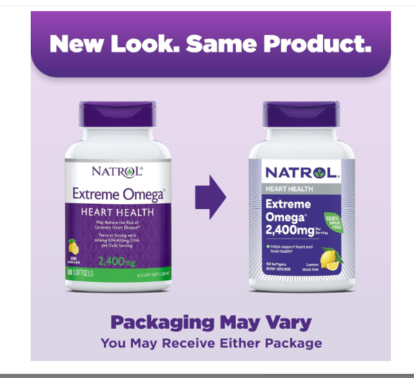 Natrol, Extreme Omega, Lemon, 2,400 mg, 60 Softgels (1,200 mg per Softgel)