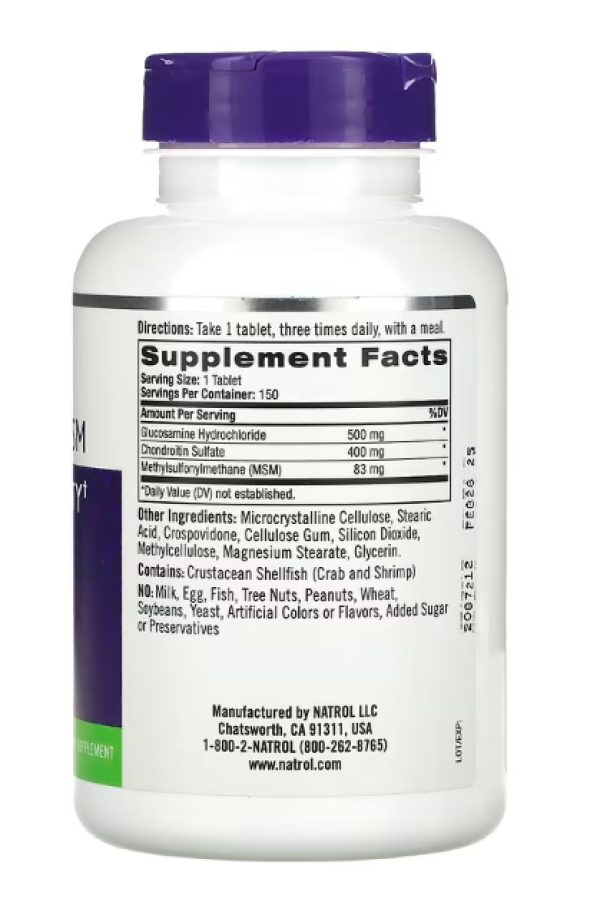 Natrol, Glucosamine, Chondroitin & MSM, 150 Tablets