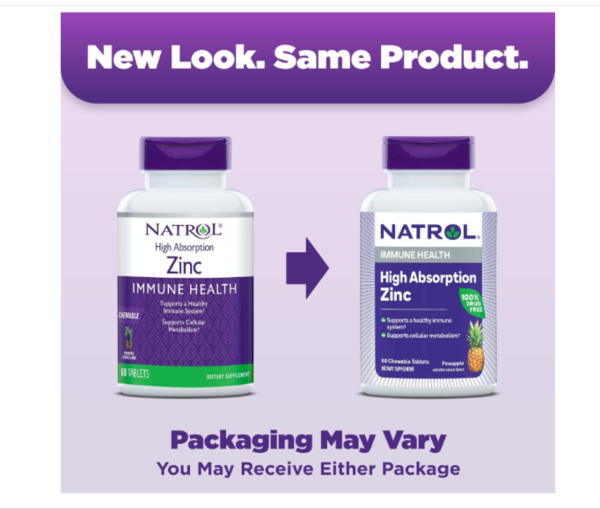 Natrol, High Absorption Zinc, Natural Pineapple, 60 Tablets