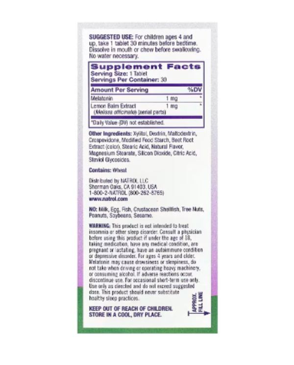 Natrol, Kids, Melatonin, Fast Dissolve, Ages 4+, Strawberry, 30 Tablets
