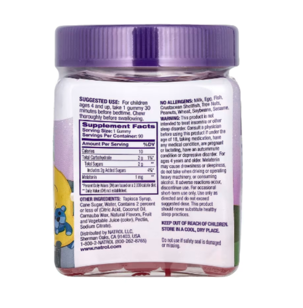 Natrol, Kids, Melatonin Gummies, Ages 4+, Raspberry, 1 mg, 90 Gummies
