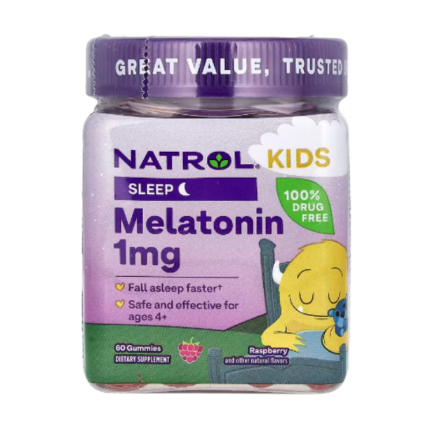 Natrol, Kids, Melatonin Gummies, Ages 4+, Raspberry, 60 Gummies