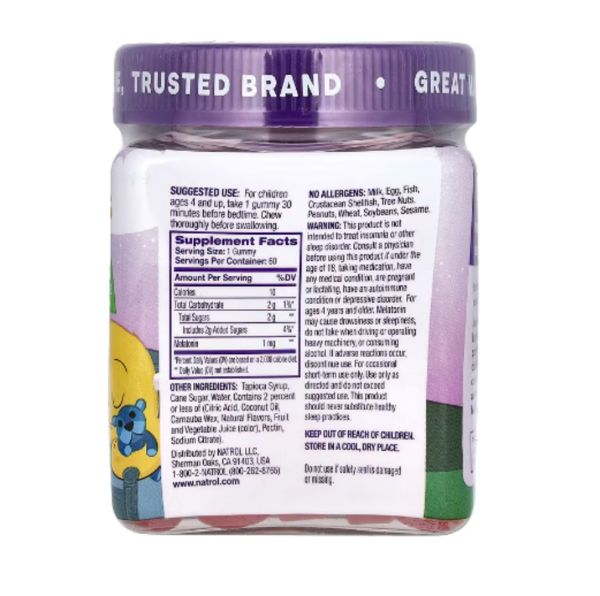 Natrol, Kids, Melatonin Gummies, Ages 4+, Raspberry, 60 Gummies