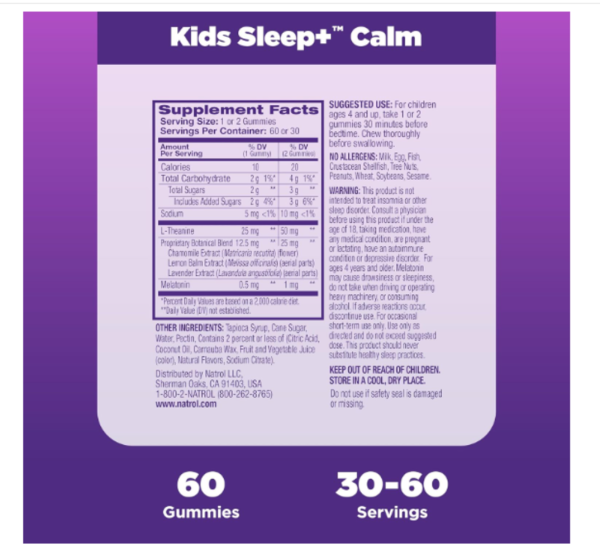 Natrol, Kids, Sleep + Calm, Ages 4 + Up, Strawberry, 60 Gummies