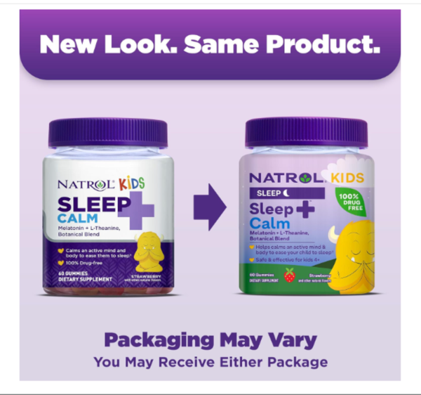 Natrol, Kids, Sleep + Calm, Ages 4 + Up, Strawberry, 60 Gummies