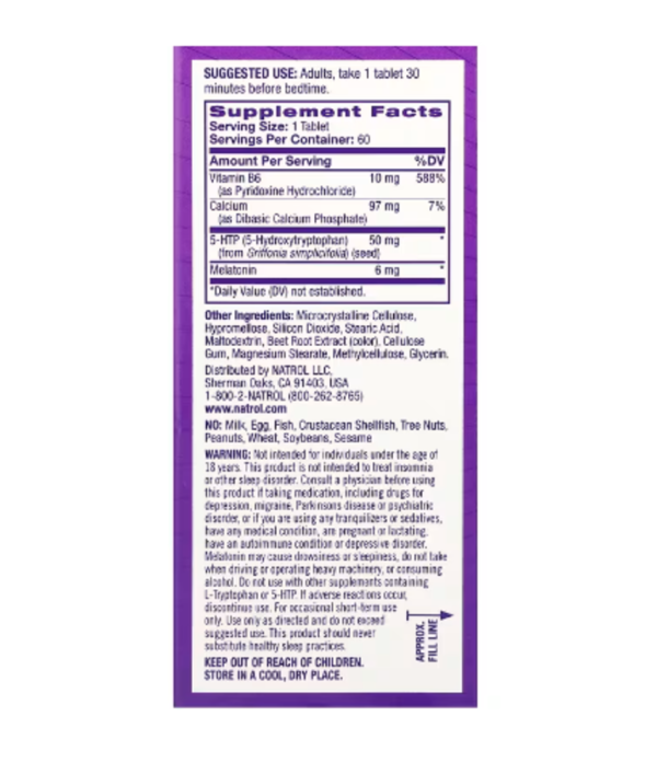 Natrol, Melatonin + 5-HTP, Sleep Advanced , 60 Bi-Layer Tablets