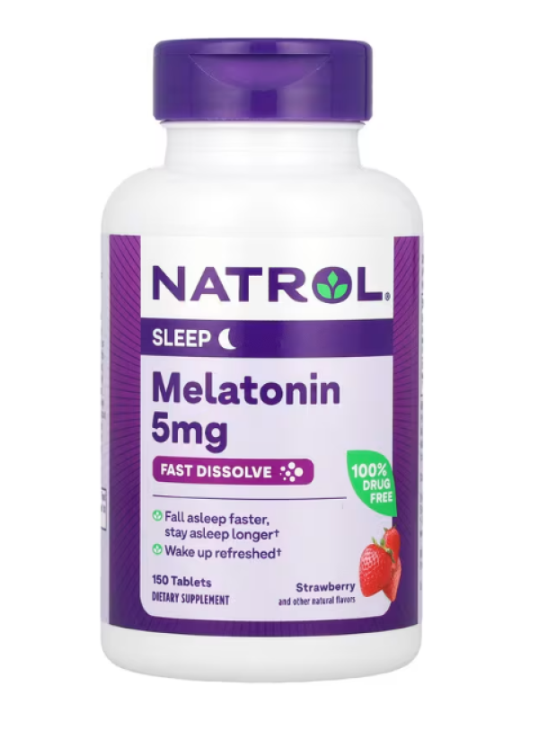 Natrol, Melatonin, Fast Dissolve, Extra Strength, Strawberry, 5 mg, 150 Tablets