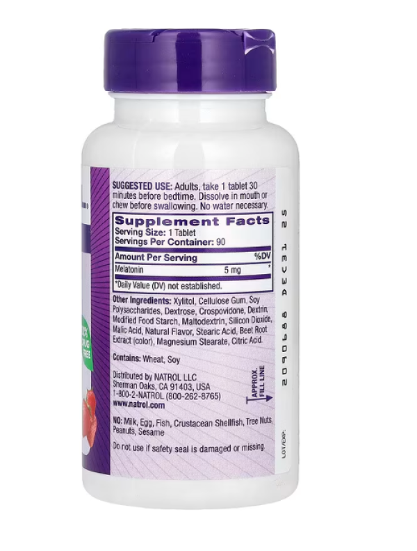 Natrol, Melatonin, Fast Dissolve, Extra Strength, Strawberry, 5 mg, 90 Tablets